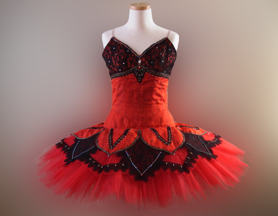 178 バレエ 衣装 クラシックチュチュ チャイナ風 黒 赤 - ダンス/バレエ